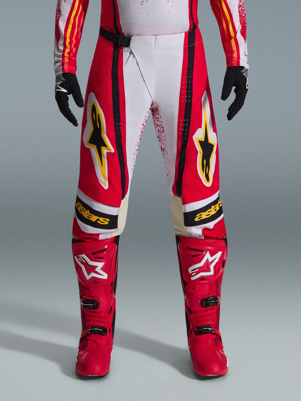 Мотокрос панталон Alpinestars Techstar Nomur Light Gray Red Black