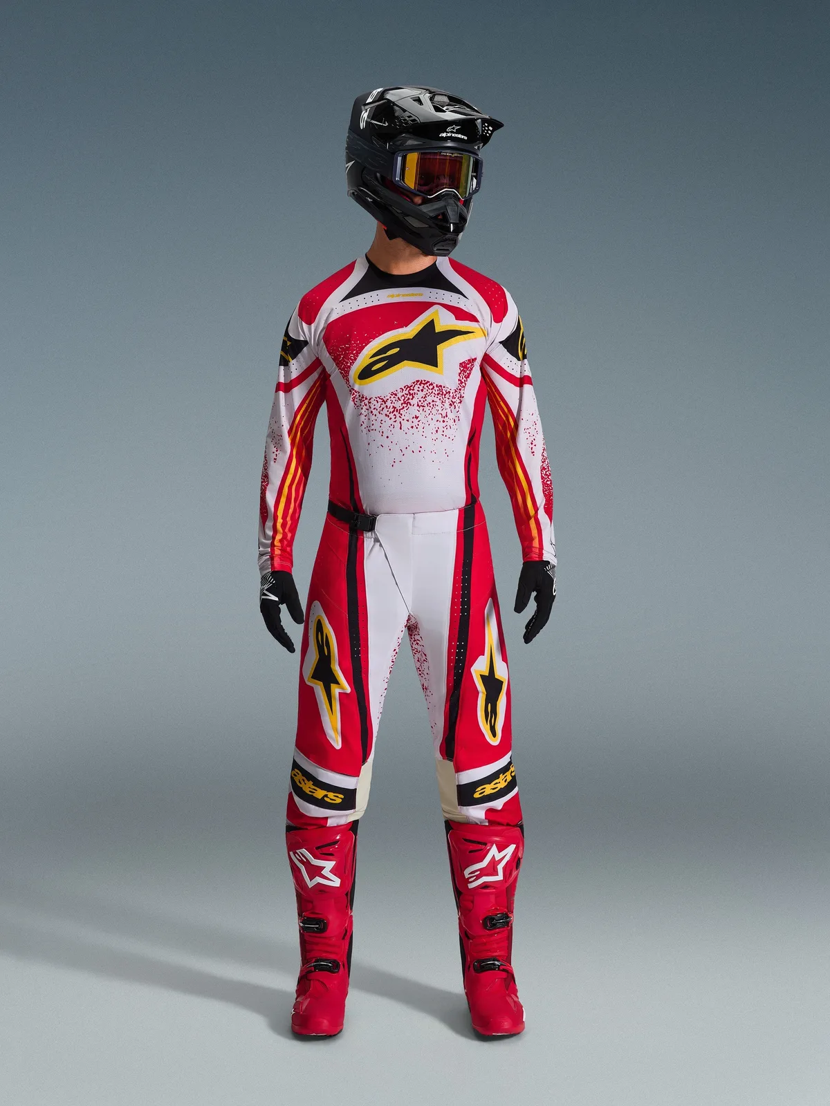 Мотокрос панталон Alpinestars Techstar Nomur Light Gray Red Black