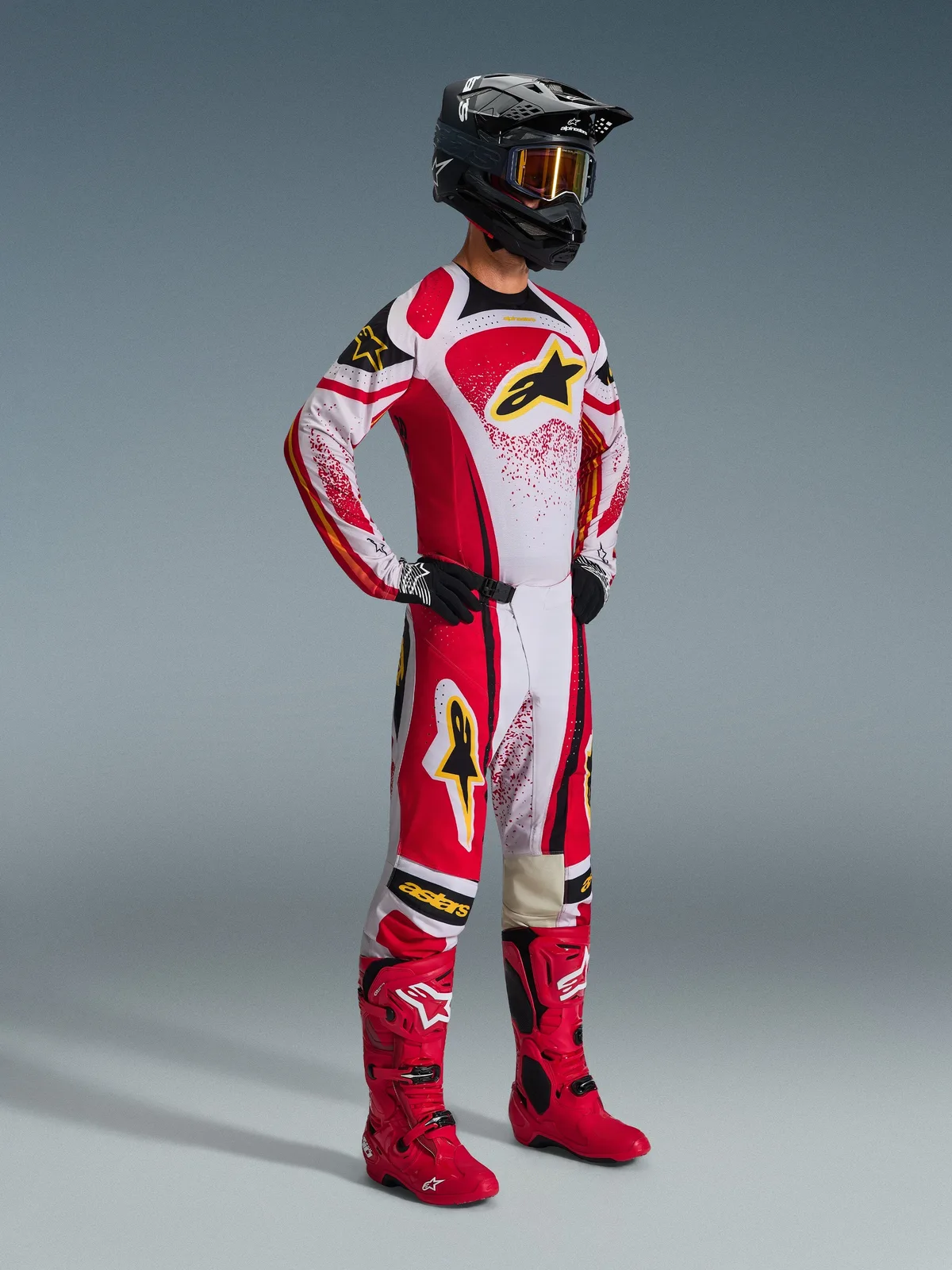 Мотокрос панталон Alpinestars Techstar Nomur Light Gray Red Black