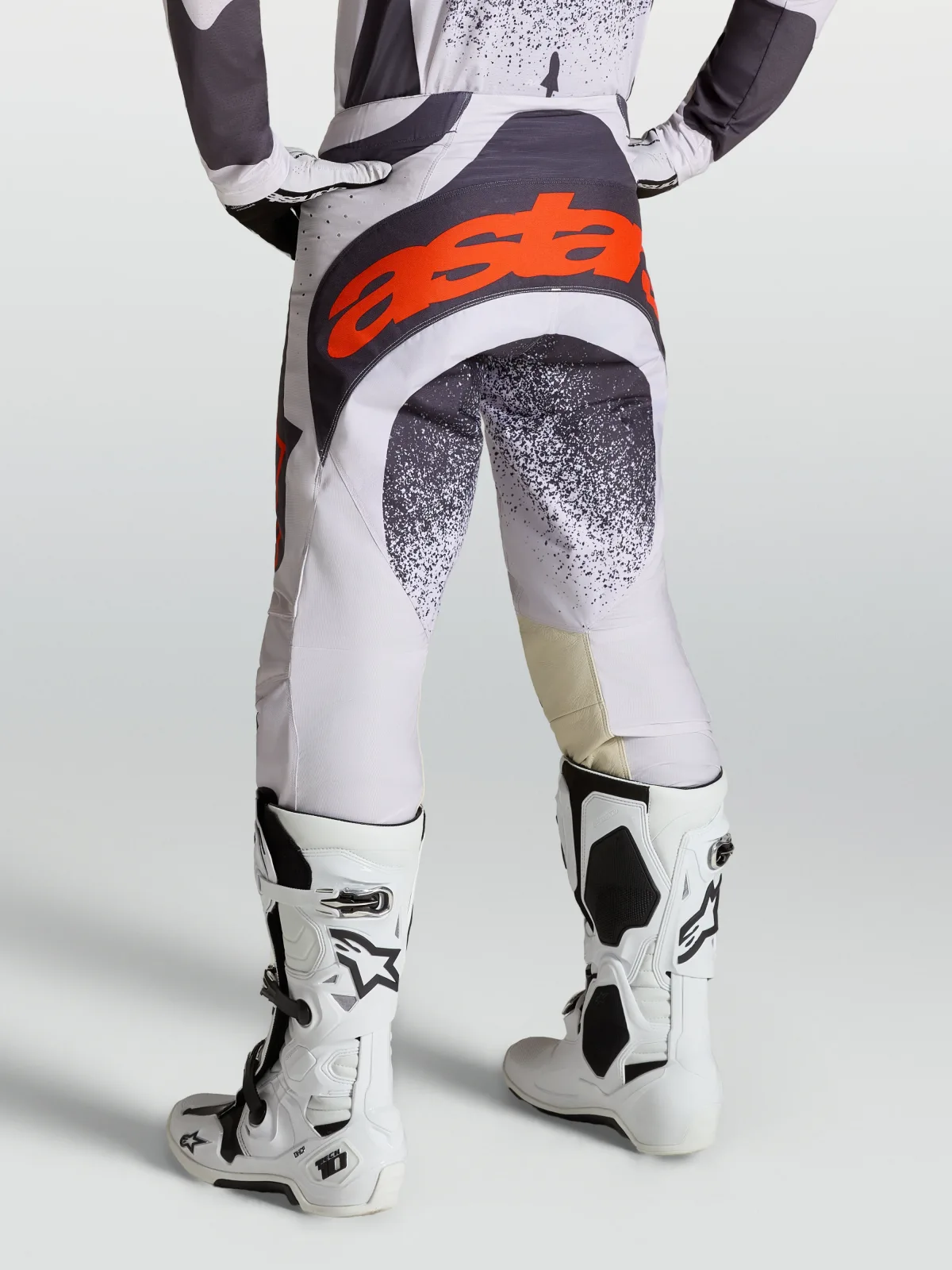Мотокрос панталон Alpinestars Techstar Swan Light Lilac Dark Gray Red Fluo