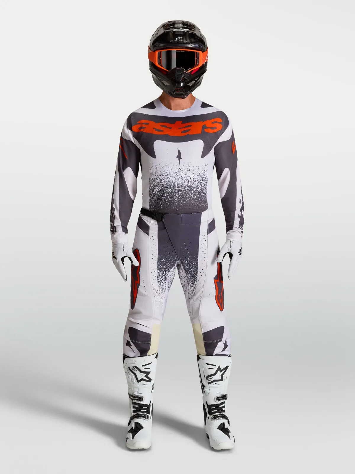 Мотокрос панталон Alpinestars Techstar Swan Light Lilac Dark Gray Red Fluo