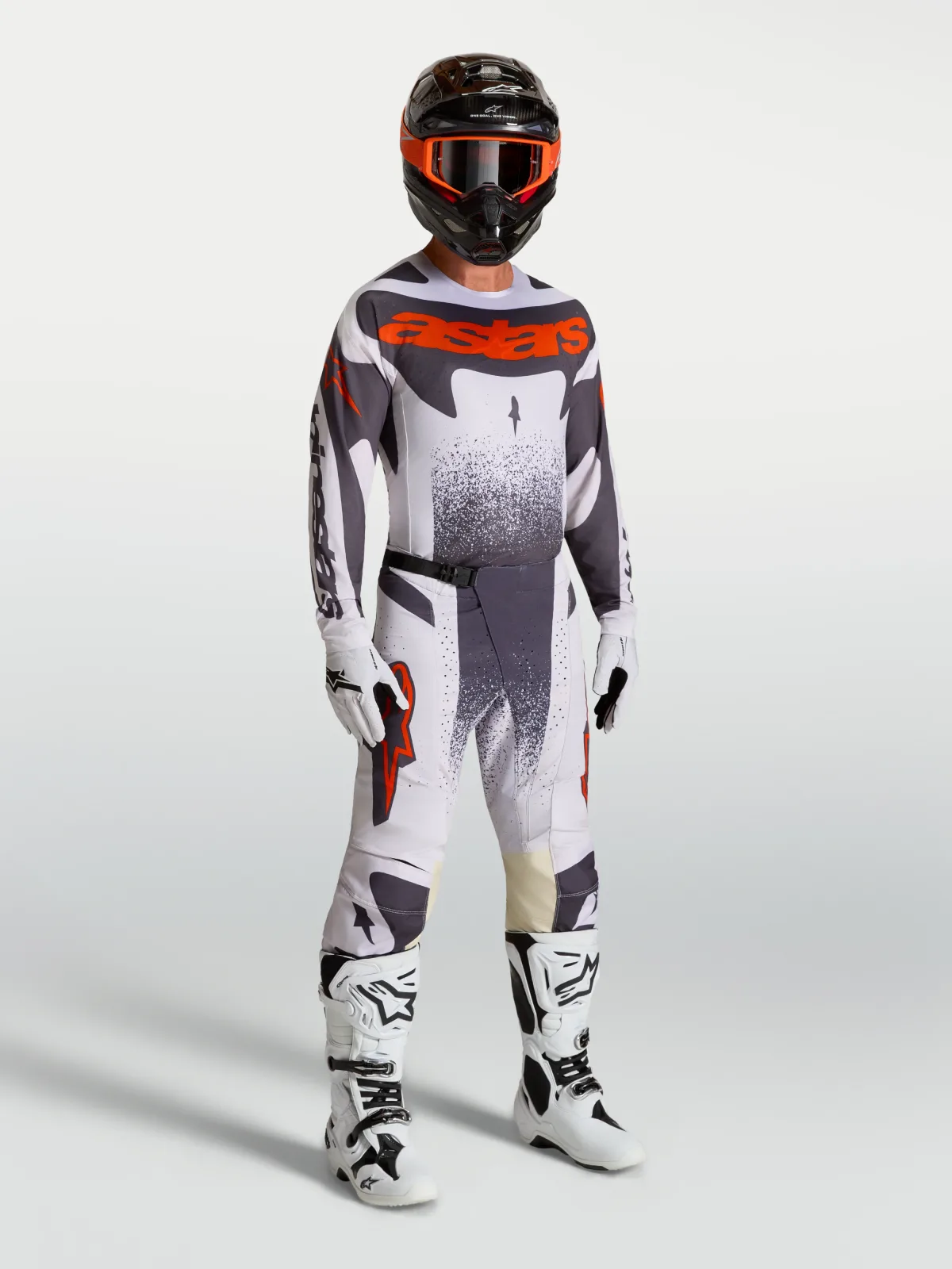 Мотокрос панталон Alpinestars Techstar Swan Light Lilac Dark Gray Red Fluo