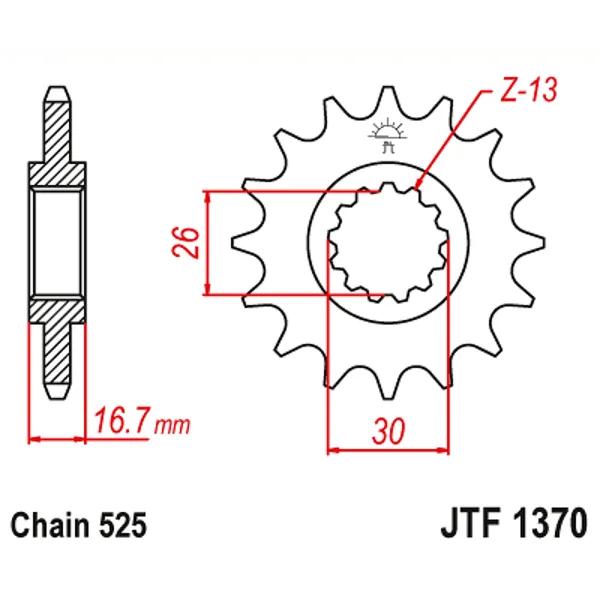 Преден пиньон JTF1370 – 16 зъба