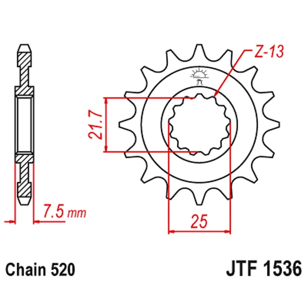 Преден пиньон JTF1536RB – 15 зъба