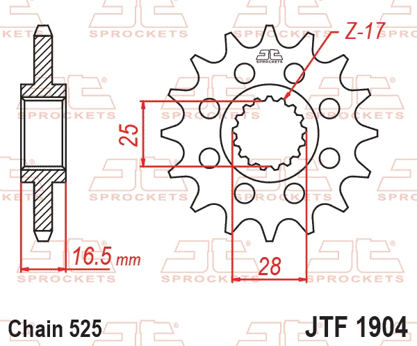 Преден пиньон JTF1904RB – 17 зъба
