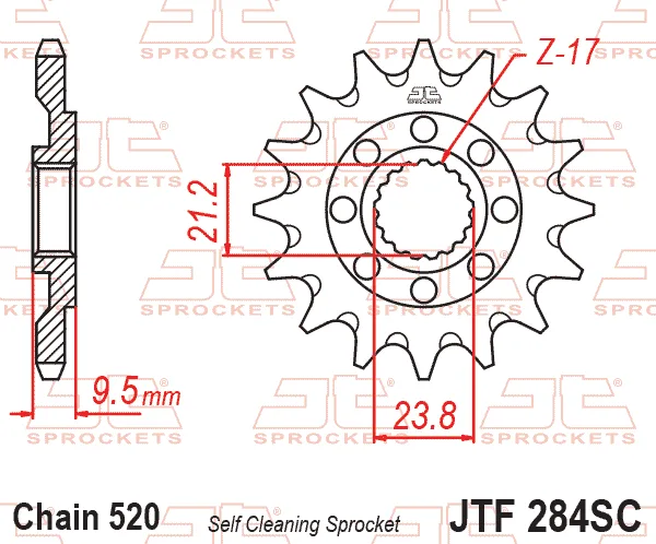 Преден пиньон JTF284SC – 14 зъба (самопочистващ се)