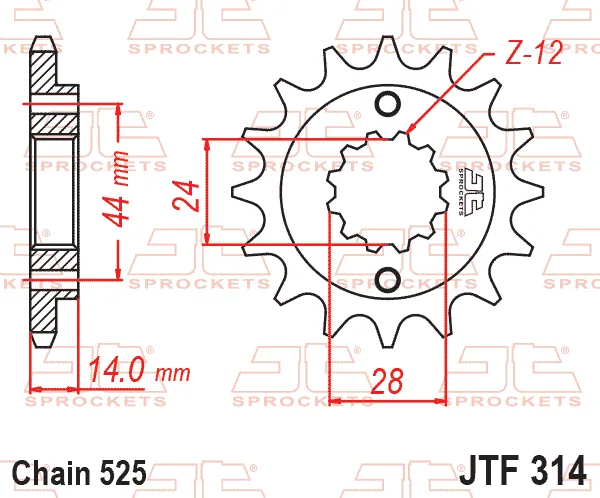 Преден пиньон JTF314RB – 16 зъба