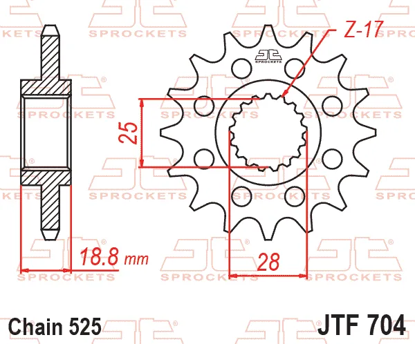 Преден пиньон JTF704RB – 16 зъба