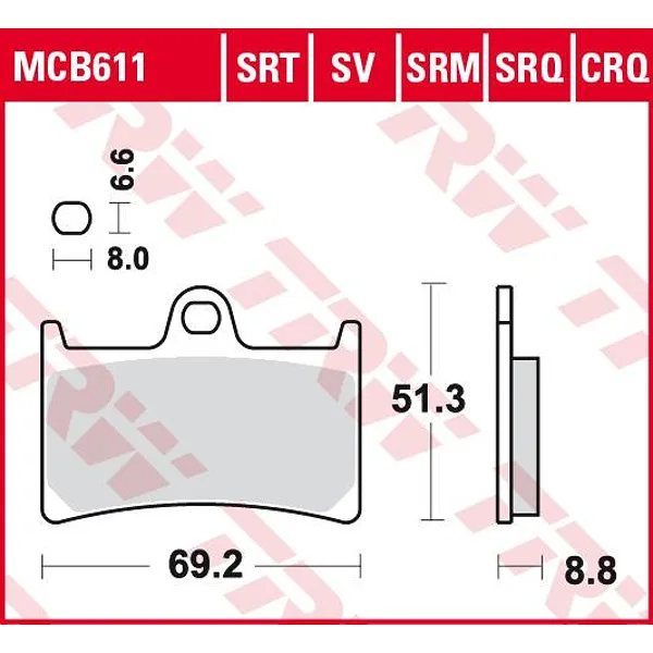 Предни накладки TRW MCB611SV – синтеровани