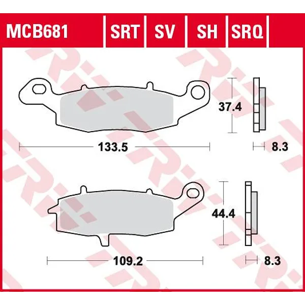 Предни накладки TRW MCB681 – органични (дясно)