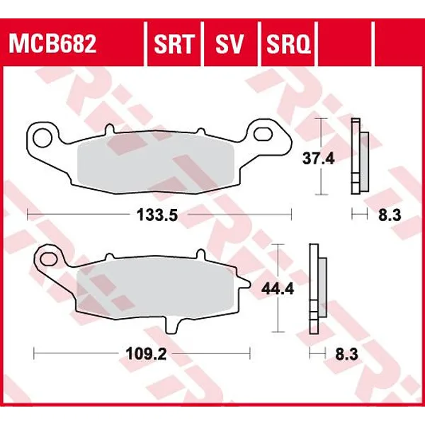 Предни накладки TRW MCB682TRQ – синтеровани (ляво)