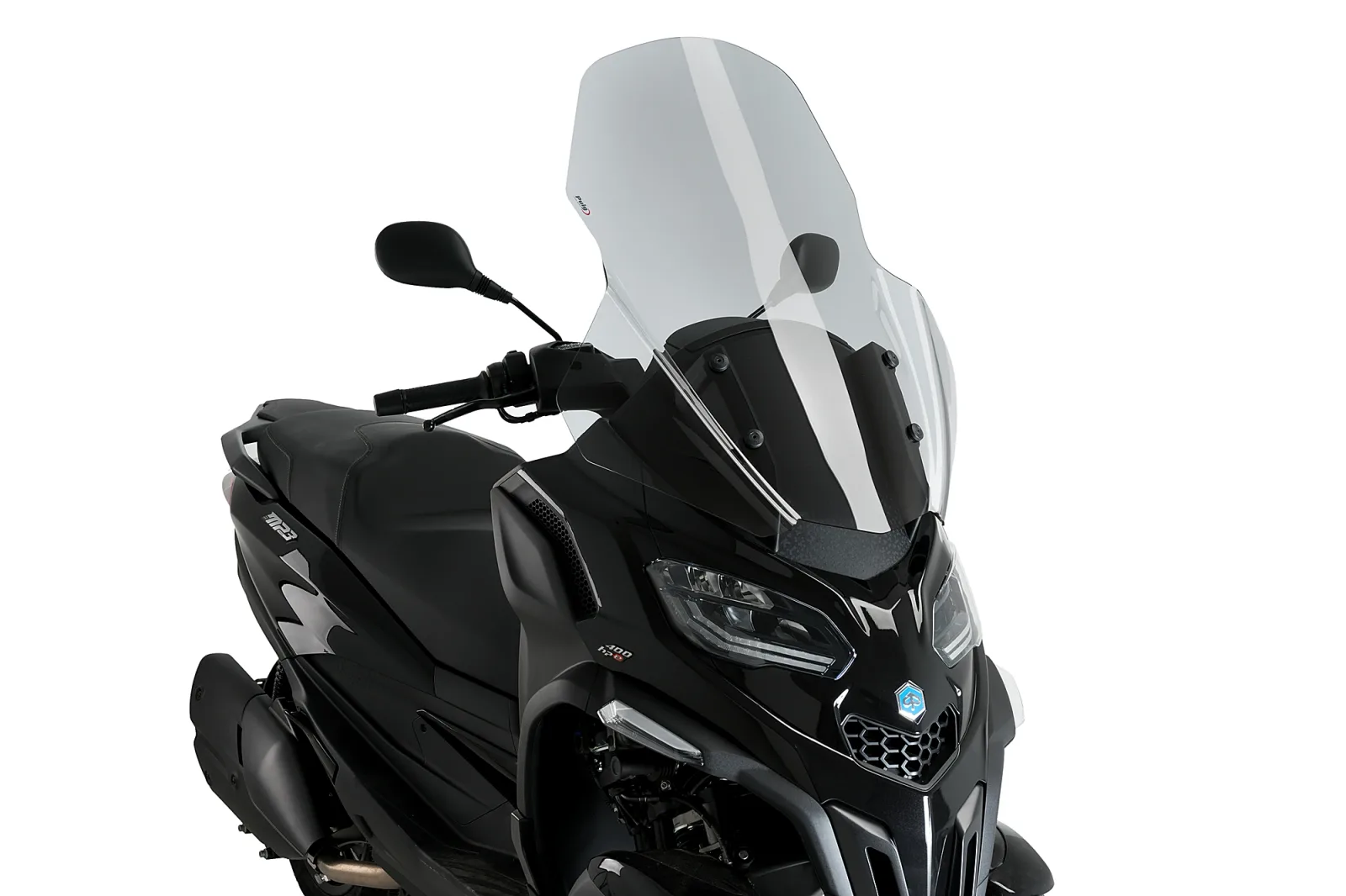 Puig Слюда V-Tech Line Touring за Piaggio MP3 400 (2022–2026), MP3 530 (2022–2026) – Опушена