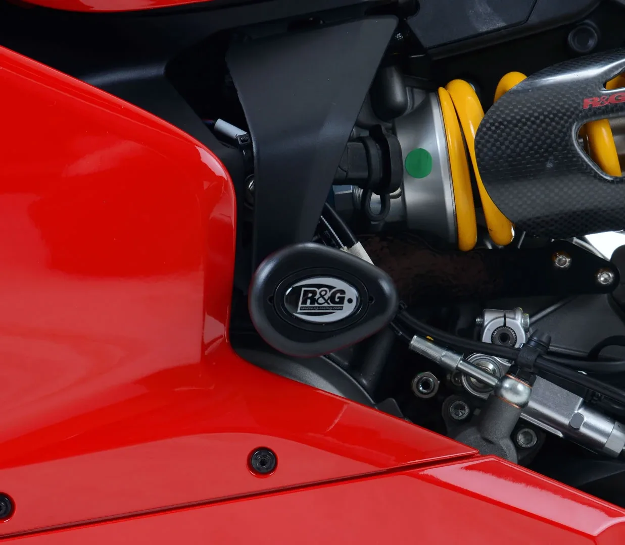 R&G Краш тапи с пробиване Aero за Ducati Panigale 1199 (2012–2015), Panigale 899 (2013–2015), Panigale 1299 (2015–2019) и др.