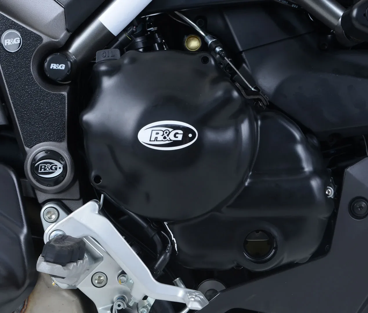 R&G Протектор за двигател (дясна страна) за Ducati SuperSport 1000DS (1999), Hypermotard 821 (2013–2015), Hyperstrada 821 (2013–2015) и др.