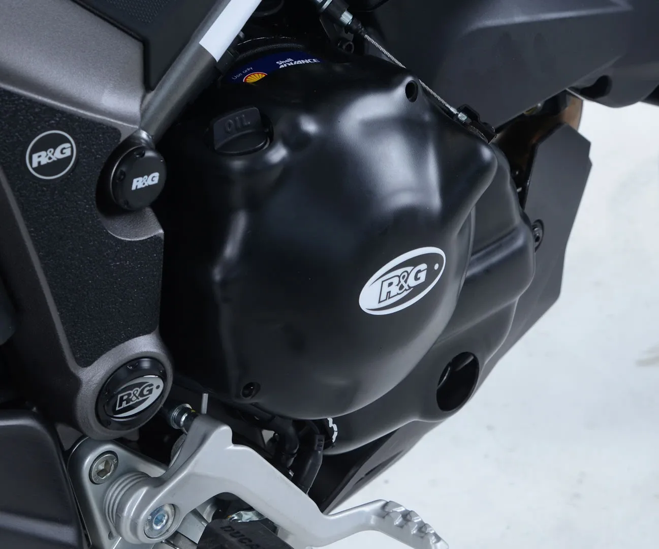 R&G Протектор за двигател (дясна страна) за Ducati SuperSport 1000DS (1999), Hypermotard 821 (2013–2015), Hyperstrada 821 (2013–2015) и др.