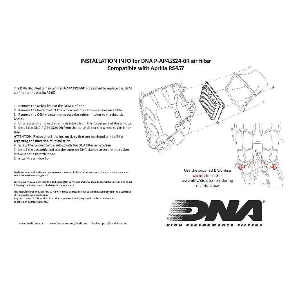 Спортен въздушен филтър DNA – Aprilia RS457 2024