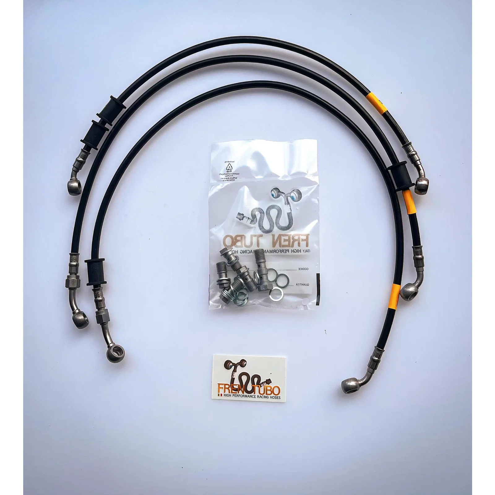 Спортни спирачни маркучи Fren Tubo „Type 1“ за Honda CBR1000RR 2008-2013 (без ABS) – Black Sleeve, Steel Fittings (Direct версия)