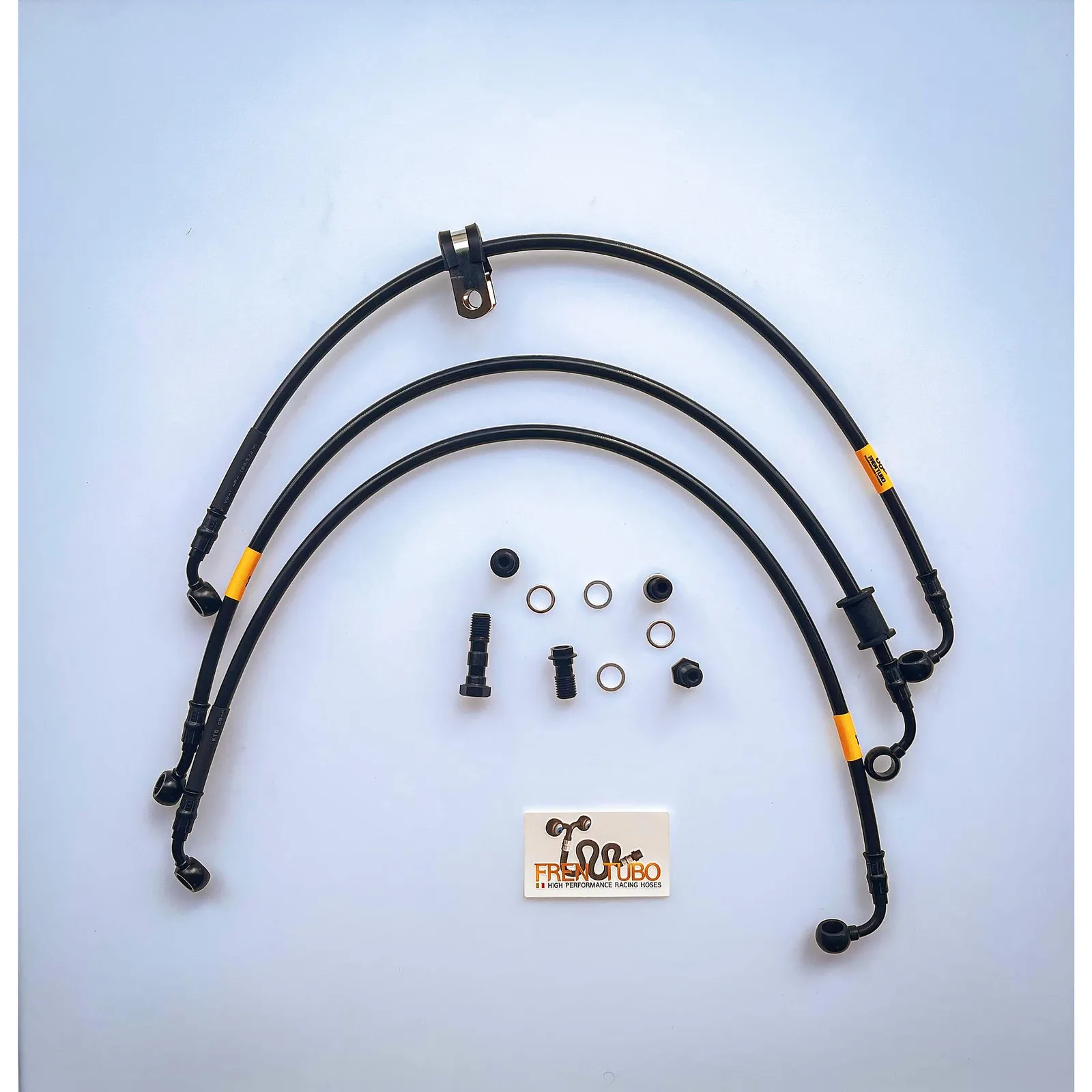 Спортни спирачни маркучи Fren Tubo „Type 2“ за Suzuki GSXR 600/750 2011-2013 – Black Sleeve, Black Fittings (Direct версия)