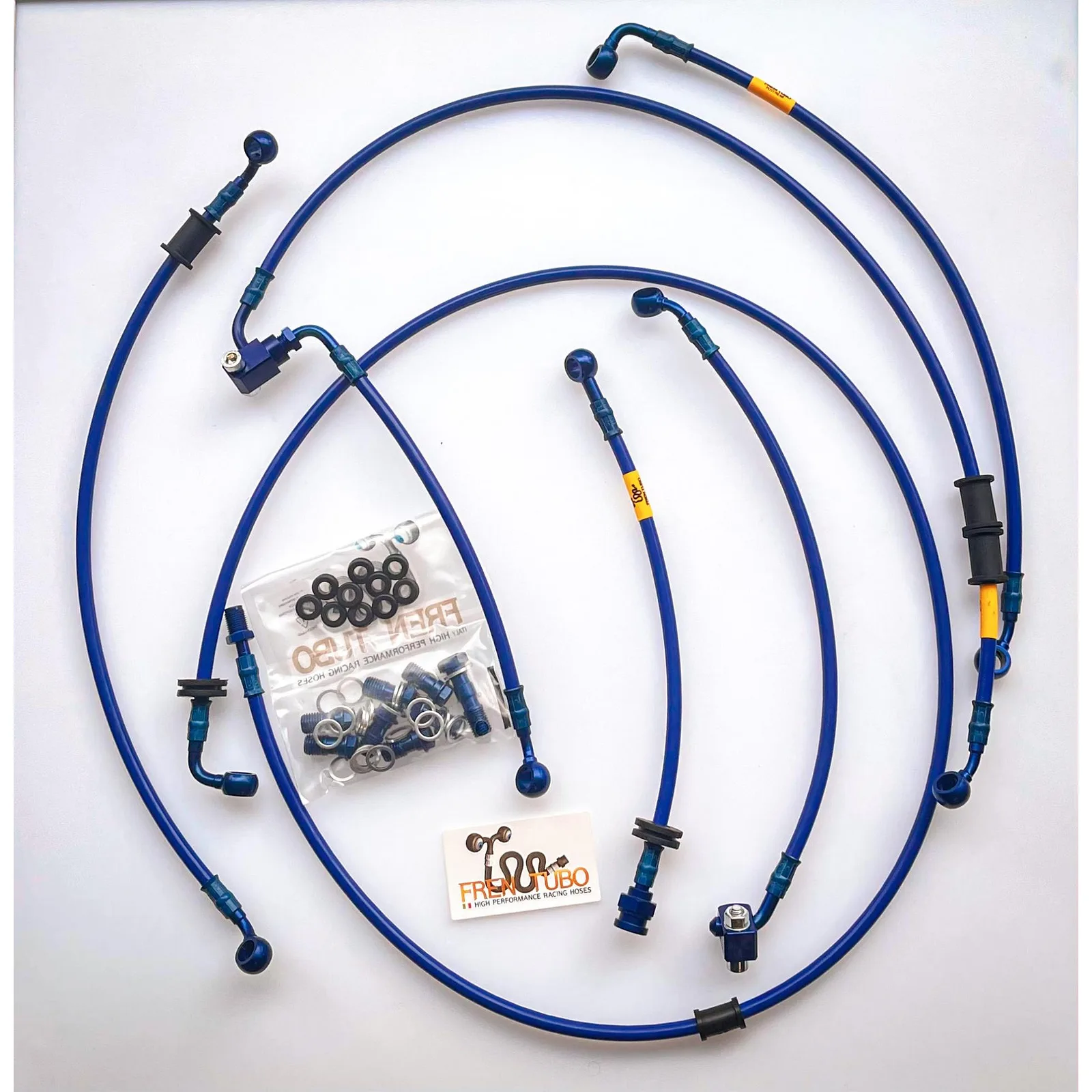 Спортни спирачни маркучи Fren Tubo „Type 2“ за Suzuki GSXR 1000 2017-2018 – (за ABS) (Blue Sleeve, Blue Fittings)