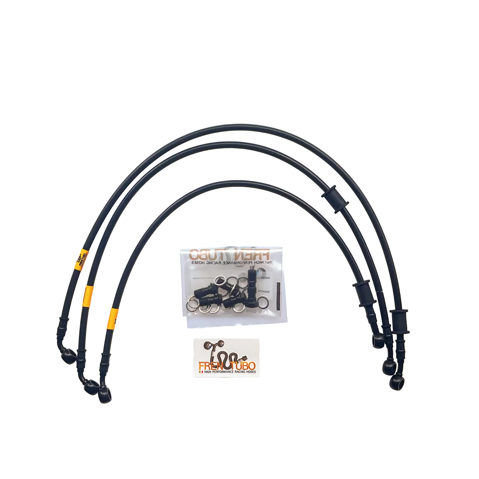 Спортни спирачни маркучи Fren Tubo „Type 2“ за Suzuki GSXR 1000 2009-2011 – Black Sleeve, Black Fittings (Direct версия)