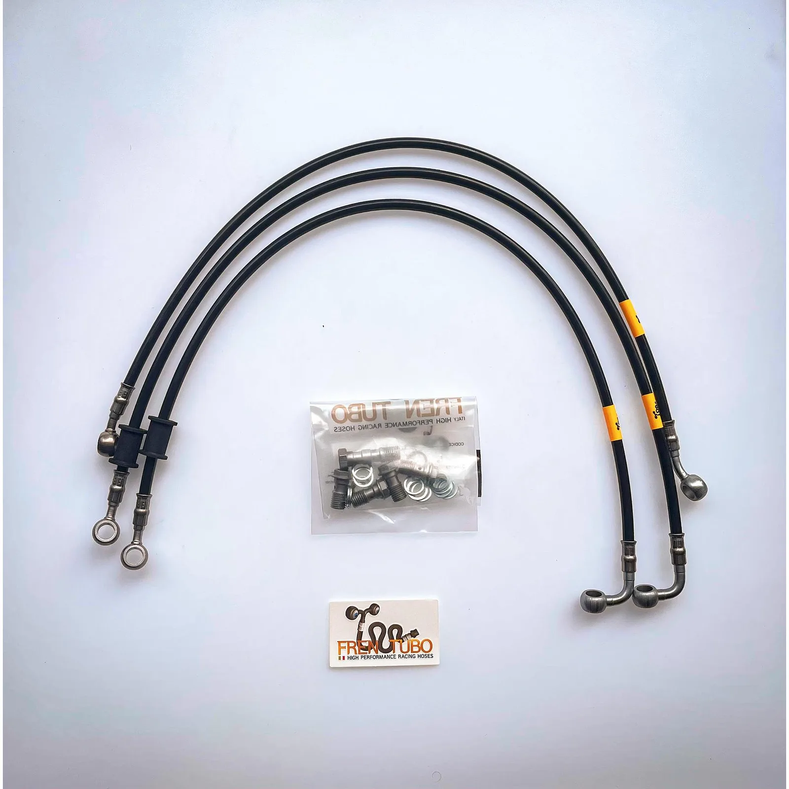 Спортни спирачни маркучи Fren Tubo „Type 1“ за Suzuki GSXR 600/750 2006-2010 – Black Sleeve, Steel Fittings (Direct версия)