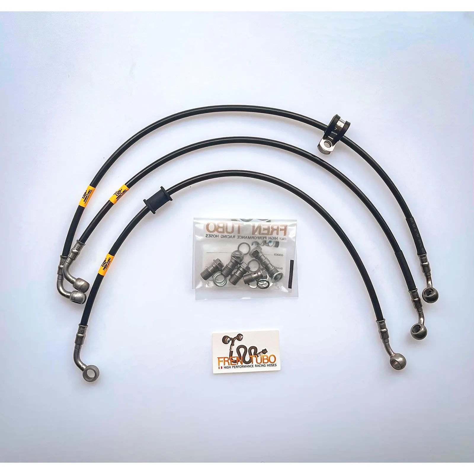 Спортни спирачни маркучи Fren Tubo „Type 1“ за Suzuki GSXR 600/750 2011-2013 – Black Sleeve, Steel Fittings (Direct версия)