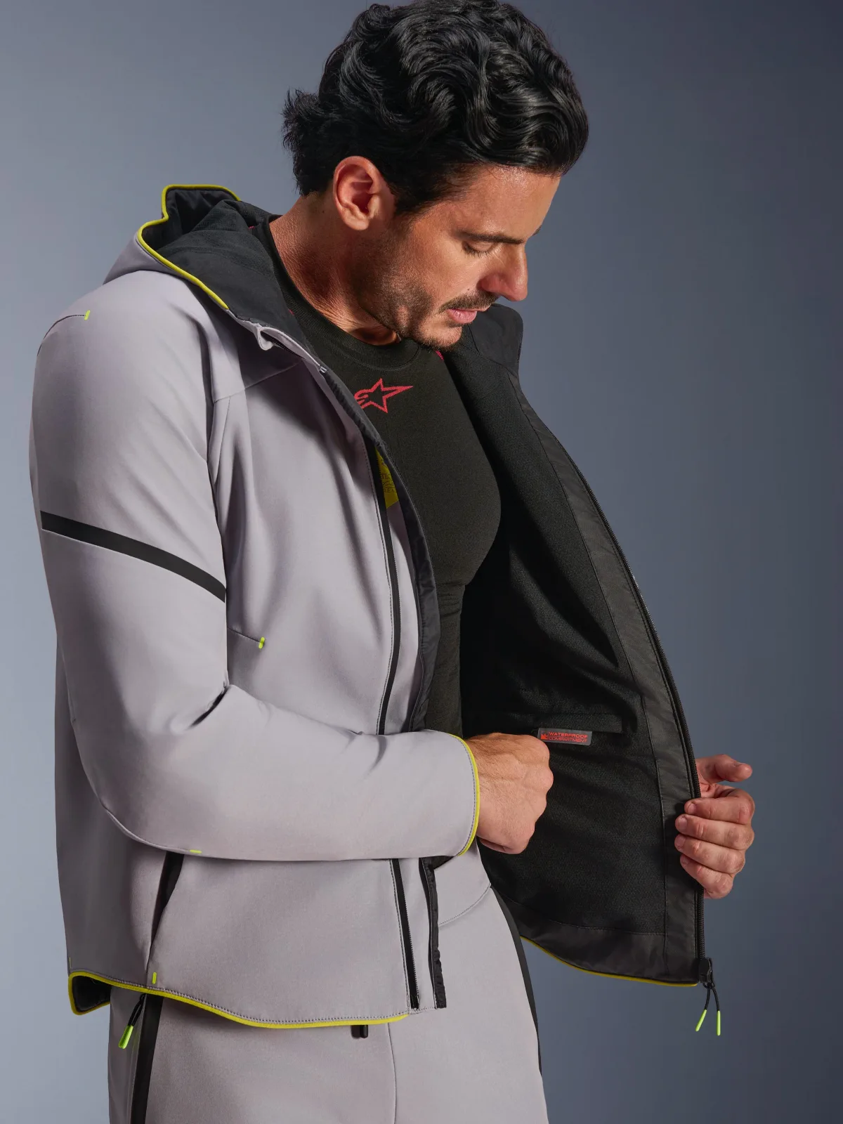 Текстилно яке Alpinestars Aeroshell Waterproof Mid Gray Yellow Fluo