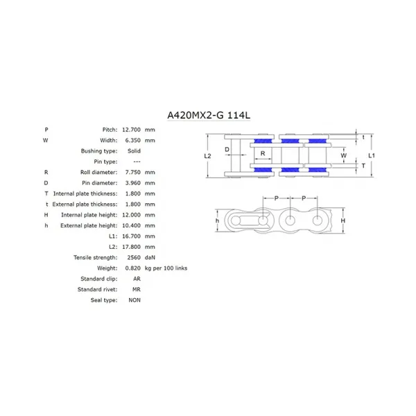 Верига AFAM 420 MX2-G – златна