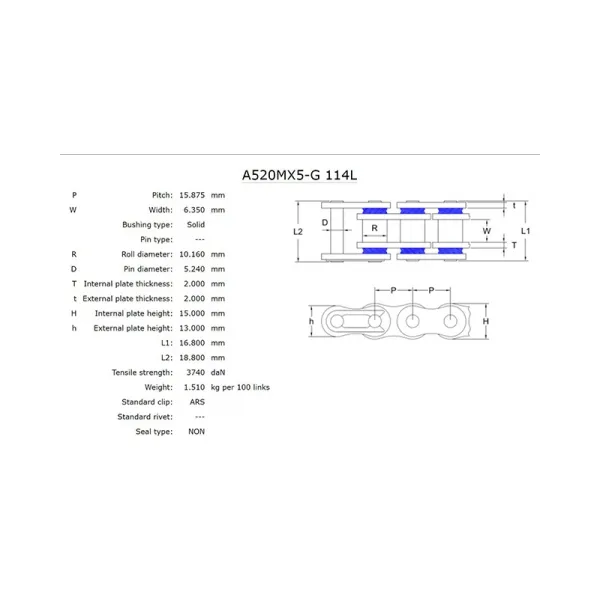 Верига AFAM 520 MX5-G – златна