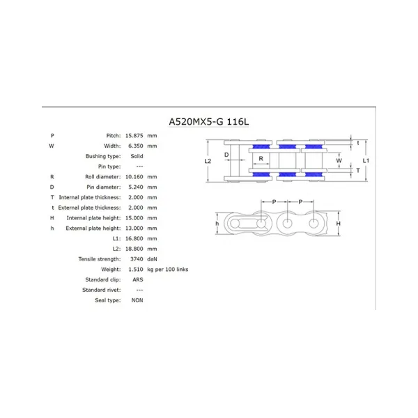 Верига AFAM 520 MX5-G – златна