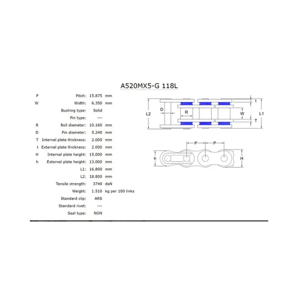 Верига AFAM 520 MX5-G – златна