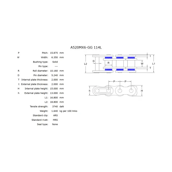 Верига AFAM 520 MX6-GG – златна