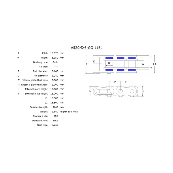 Верига AFAM 520 MX6-GG – златна