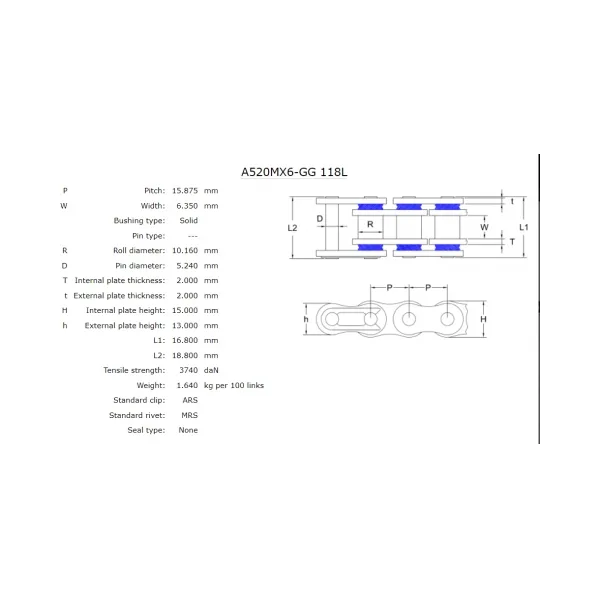 Верига AFAM 520 MX6-GG – златна