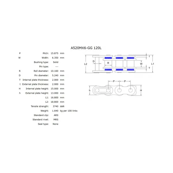 Верига AFAM 520 MX6-GG – златна