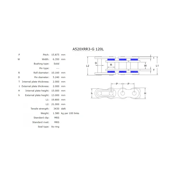Верига AFAM 520 XRR3-G – златна