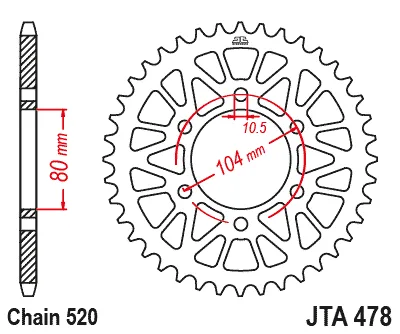 Заден алуминиев пиньон JTA478 – 41 зъба (черен)