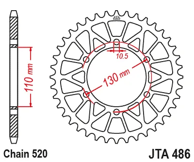 Заден алуминиев пиньон JTA486 – 45 зъба (черен)