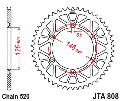 Заден алуминиев пиньон JTA808 – 48 зъба (черен)