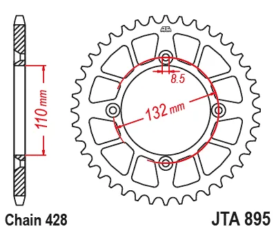 Заден алуминиев пиньон JTA895 – 46 зъба (оранжев)