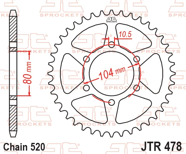 Заден пиньон JTR478 – 45 зъба
